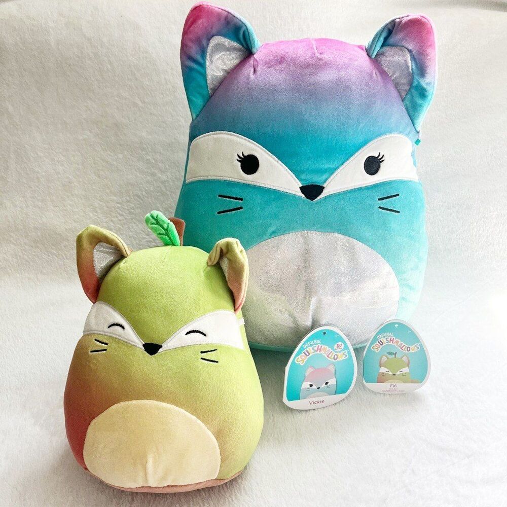 Squishmallows 12" Vickie the Fox and 8" Fifi the Pear Fox